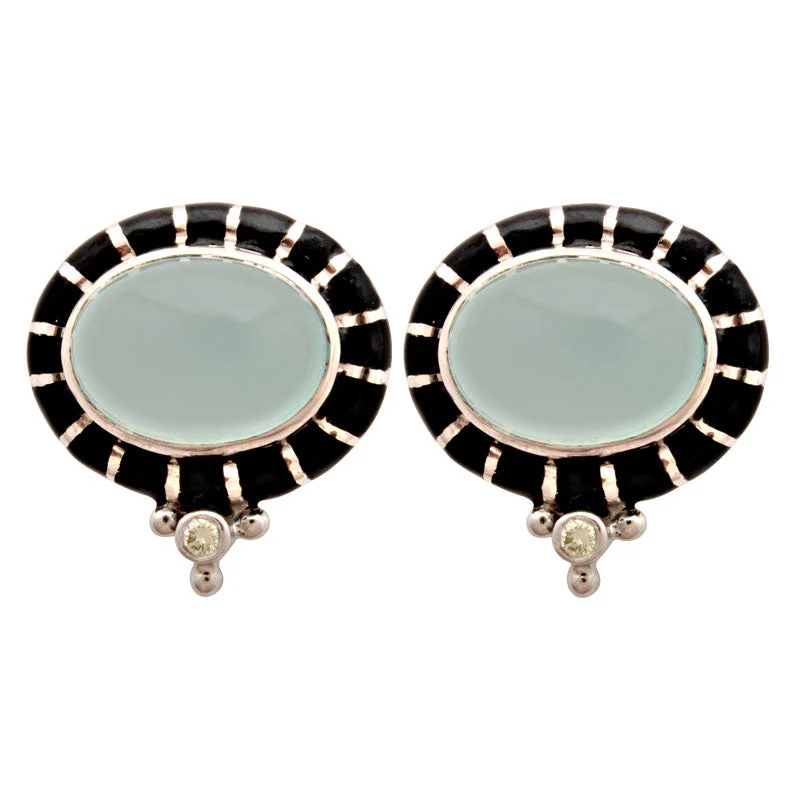 Chic Hoop Earrings-Earrings-Chalcedony and Diamond (Enamel)