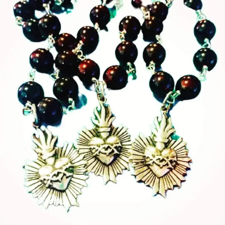 Trendy Birthstone Necklaces-Sacred Heart Rosary Necklace