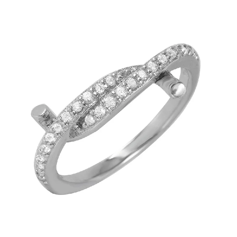 Dainty Wedding Bands-Silver 925 Rhodium Plated Twirl Ring - BGR00940