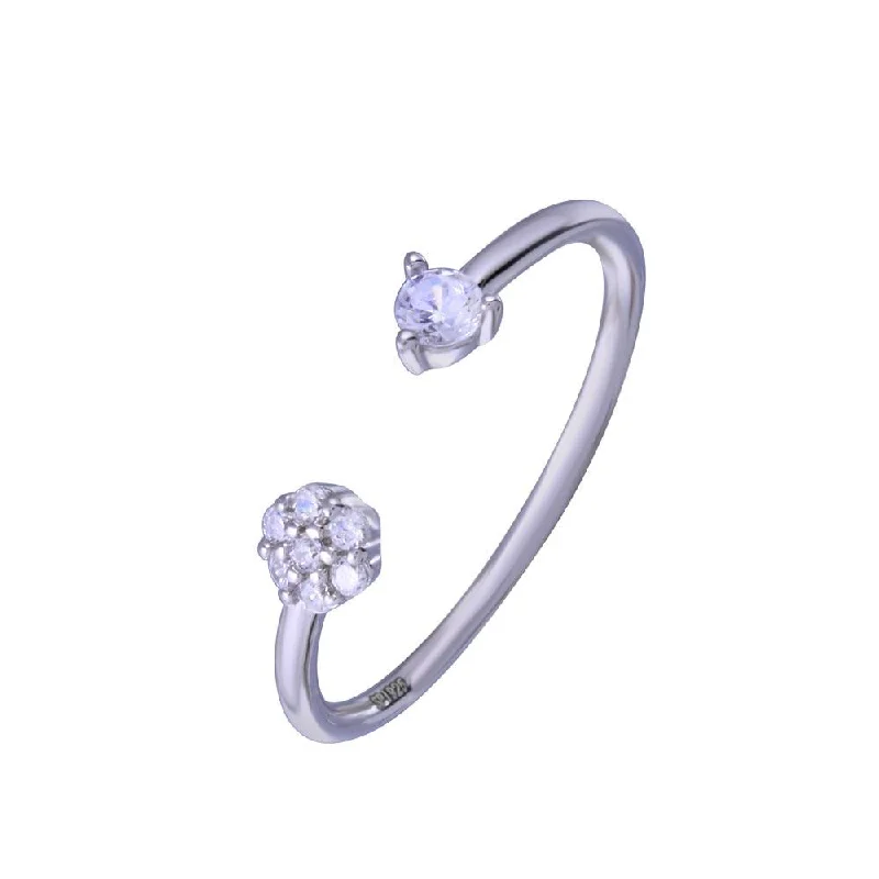 Sparkling Diamond Rings-Rhodium Plated 925 Sterling Silver Flower with Clear CZ Ring - STR01149