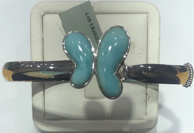 Bridal Jewelry Bangles-Sterling Silver Larimar Bangle