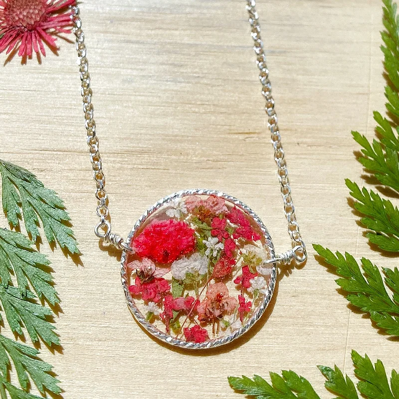 Designer Silver Necklaces-Ruby Botanical Garden Necklace - BG71