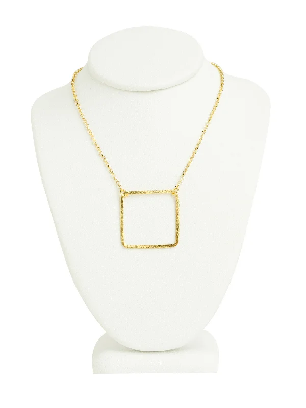 Elegant Silver Necklaces-Large Square Necklace