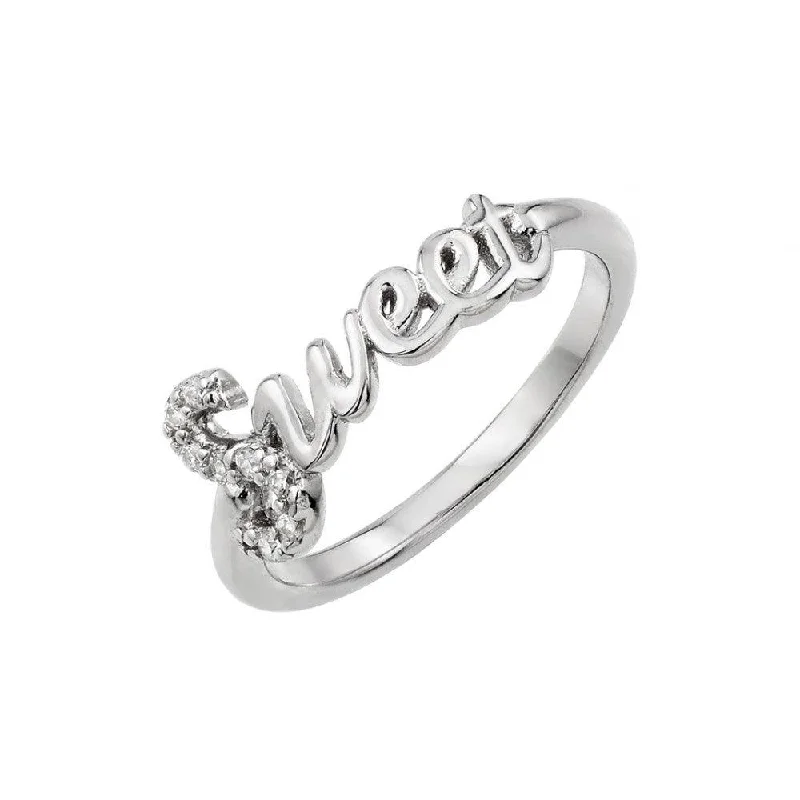 Bridal Diamond Rings-Silver 925 Rhodium Plated Sweet Ring - BGR00930