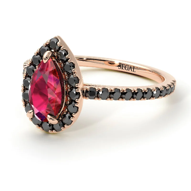 Stunning Gemstone Rings-Pear Shaped Halo Ruby Ring - Janet No. 35