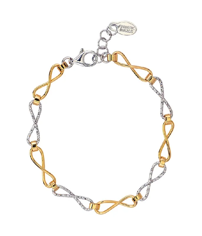 Elegant Silver Bangle Bracelets-Sterling Silver & Yellow Gold Plated Infinity Bracelet