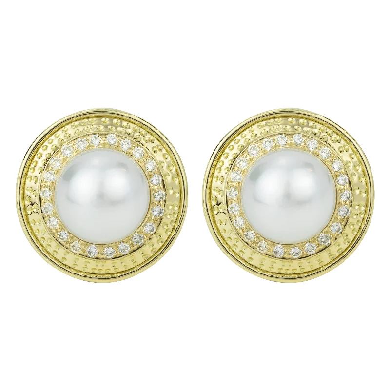 Elegant Drop Earrings-Earrings - South Sea Pearl & Diamond