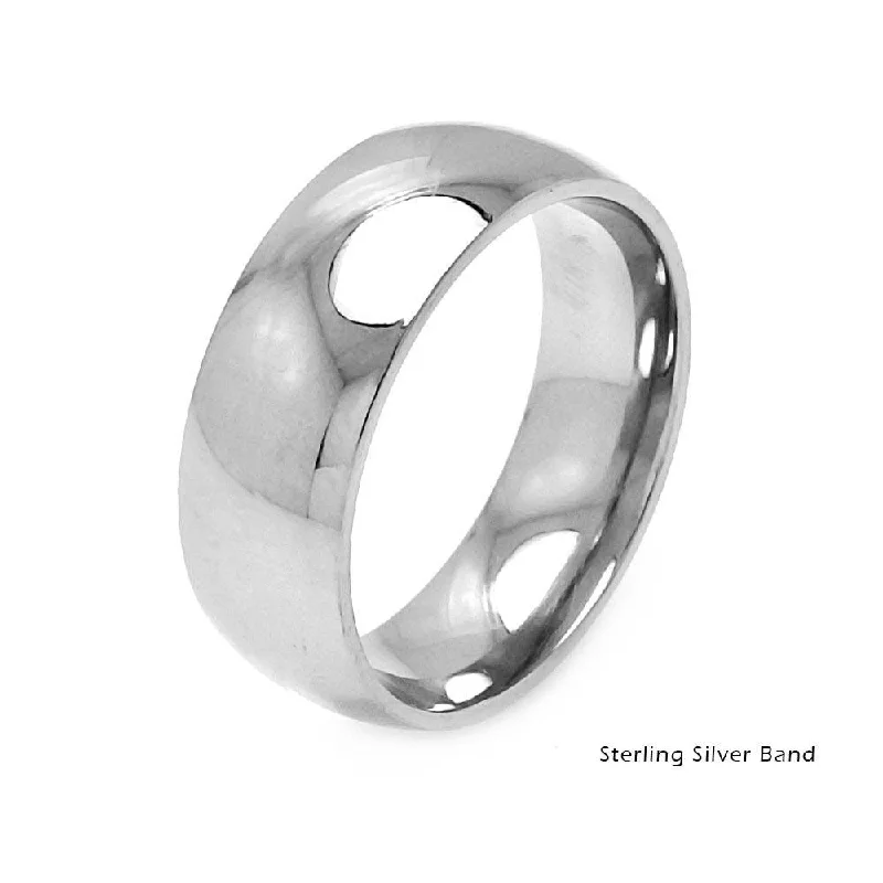 Designer Diamond Rings-High Polished 925 Sterling Silver Plain Wedding Band Round Ring - RING01-8MM