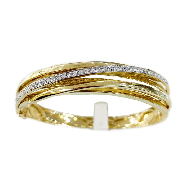 Luxury Wedding Bangles for Brides-14k Yellow Gold Diamond Bangle