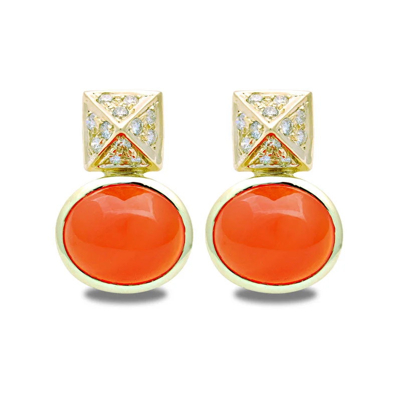 Luxury Stud Earrings-Earrings-Cornelian and Diamond