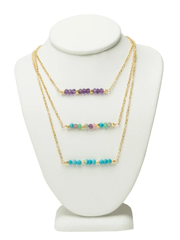 Vintage Gold Necklaces-Gemstone Line Necklace