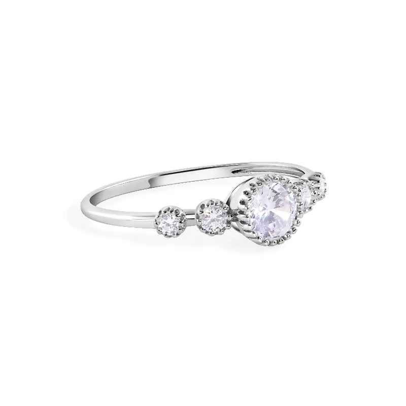 Bold Silver Rings-Rhodium Plated 925 Sterling Silver Round Clear CZ 1.4mm Ring - GMR00403