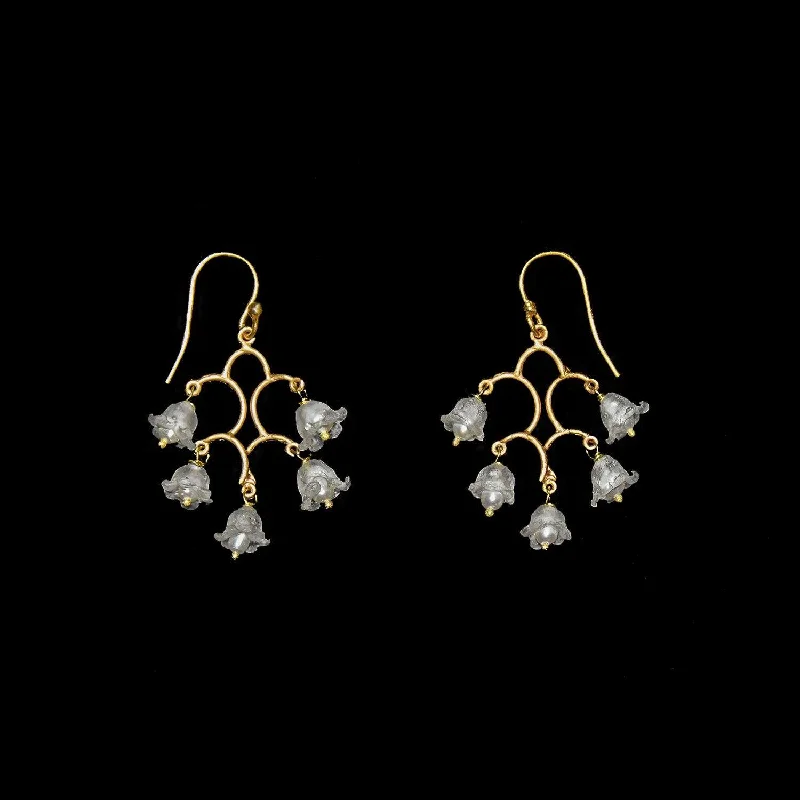 Luxury Gemstone Earrings-Fine Lily of the Valley Earrings - Chandelier Wire