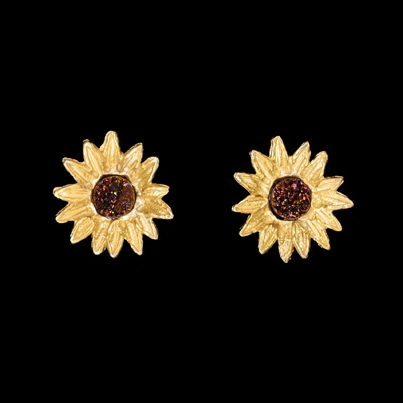 Bridal Earrings for Weddings-Fine Sunflower Earrings - Post