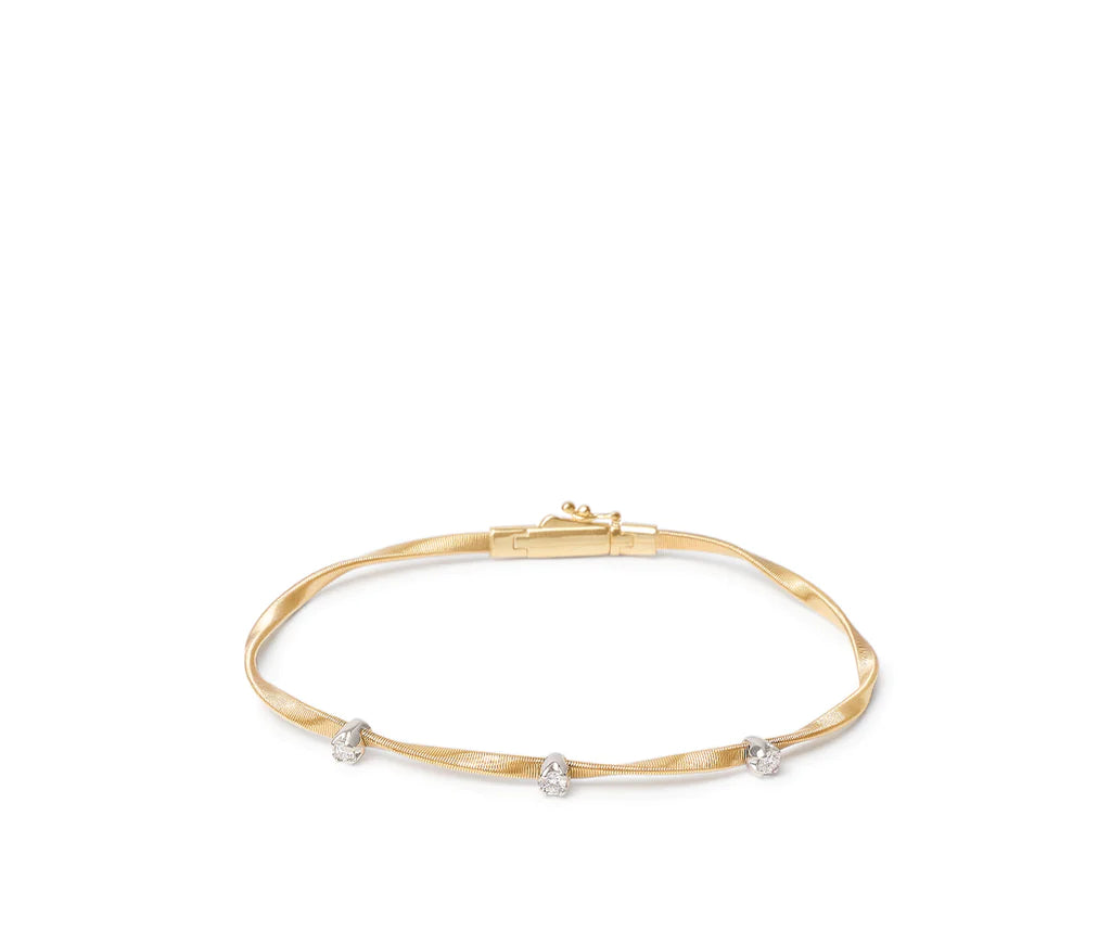 Trendy Bangles for Women-Marco Bicego Marrakech Collection Yellow Gold and Diamond Bangle