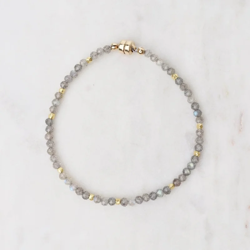 Custom Gold Bracelets-Single Strand Labradorite Magnetic Bracelet