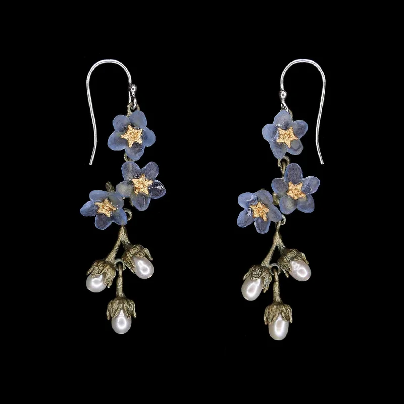 Silver Diamond Earrings-Forget Me Not Earrings - Shower Wire