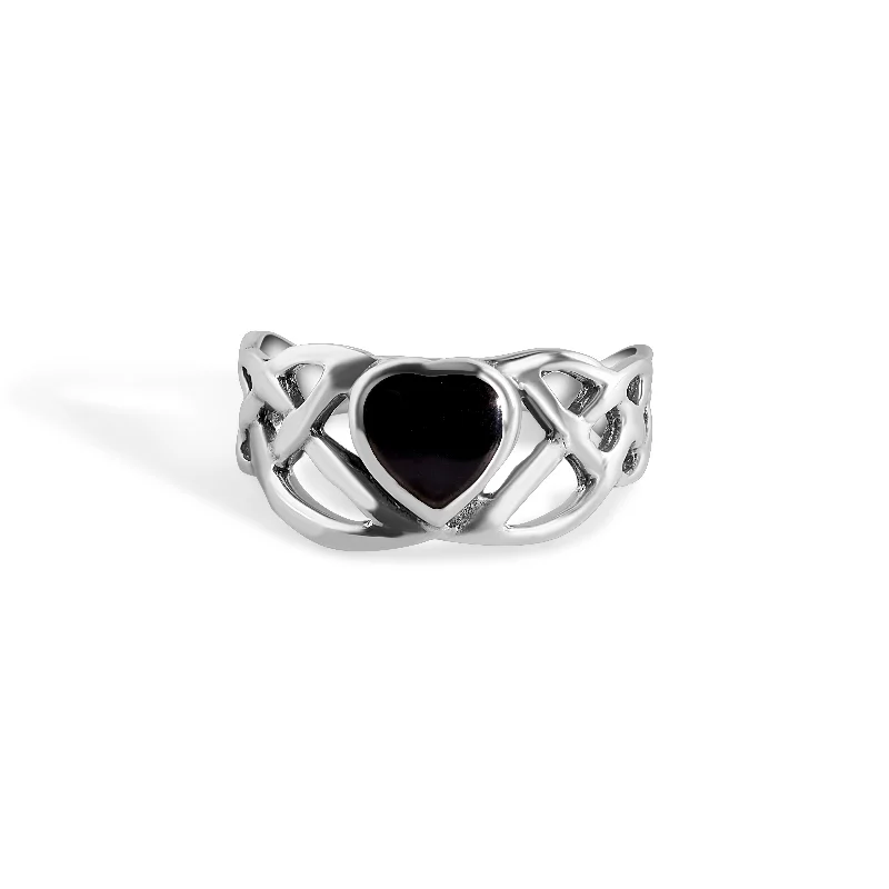 Luxury Engagement Rings-High Polished 925 Sterling Silver Synthetic Black Onyx Ring - CR00821