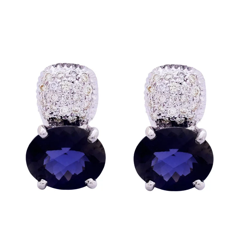 Crystal Drop Earrings-Earrings-Diamond and Iolite