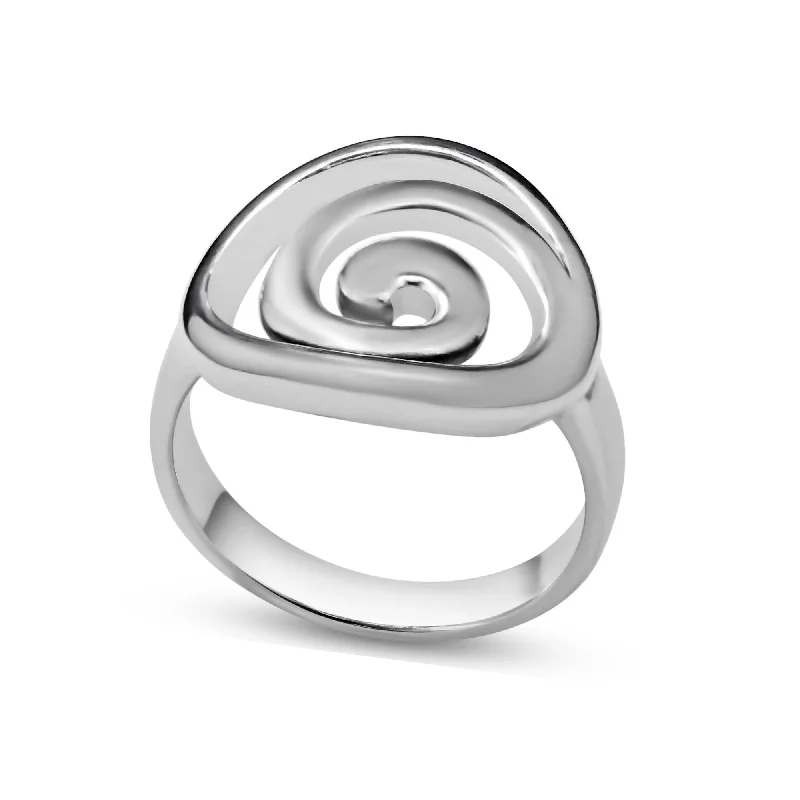 Trendy Wedding Ring Sets-High Polished 925 Sterling Silver Swirly Ring - CR00718