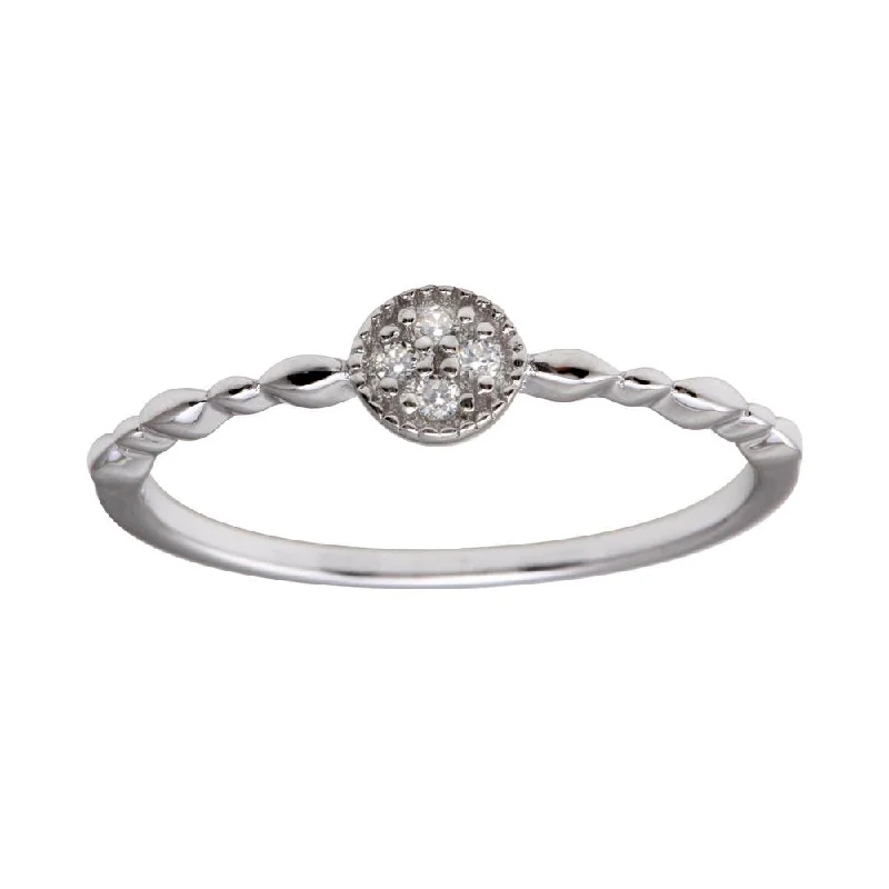 Beautiful Custom Rings-Rhodium Plated 925 Sterling Silver Round Shape 4 Clear CZ Ring - BGR01228CLR