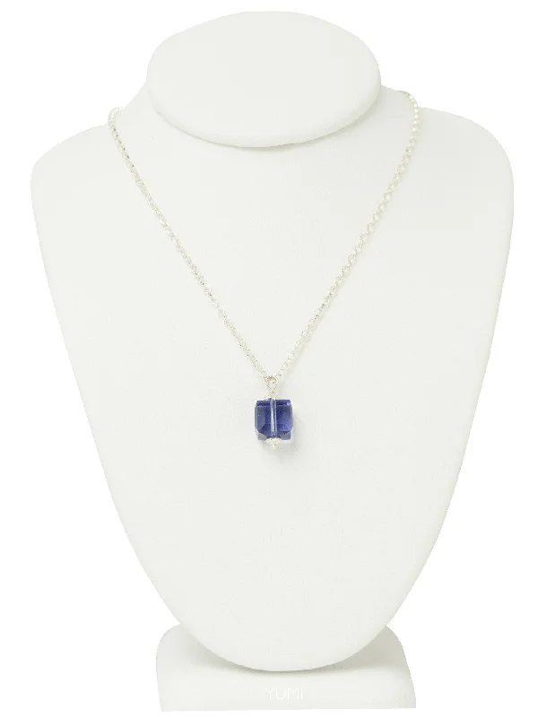 Elegant Dainty Necklaces-Tanzanite Purple Crystal Cube Necklace