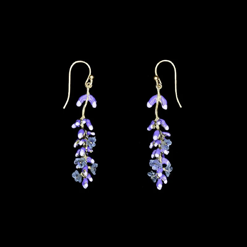 Artistic Hoop Earrings-Lavender Earrings - Wire