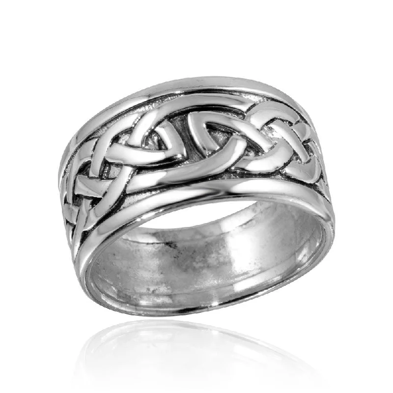 Personalized Wedding Rings-High Polished 925 Sterling Silver Celtic Design Ring - CR00742