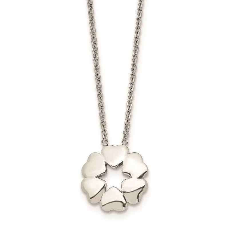 Modern Choker Necklaces-Stainless Steel Polished Flower Necklace