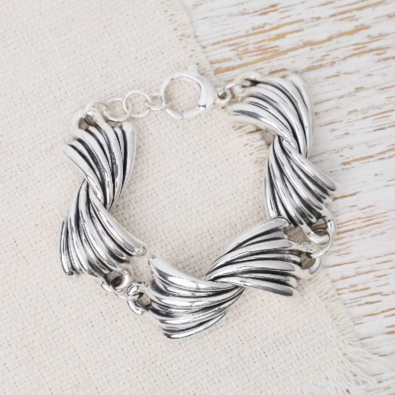 Adjustable Bracelets for Women-Electroform Wave Hidden Fish Link Bracelet