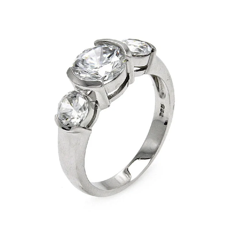 Fashionable Rings for Women-Silver 925 Rhodium Plated CZ Past Present Future Ring - STR00214