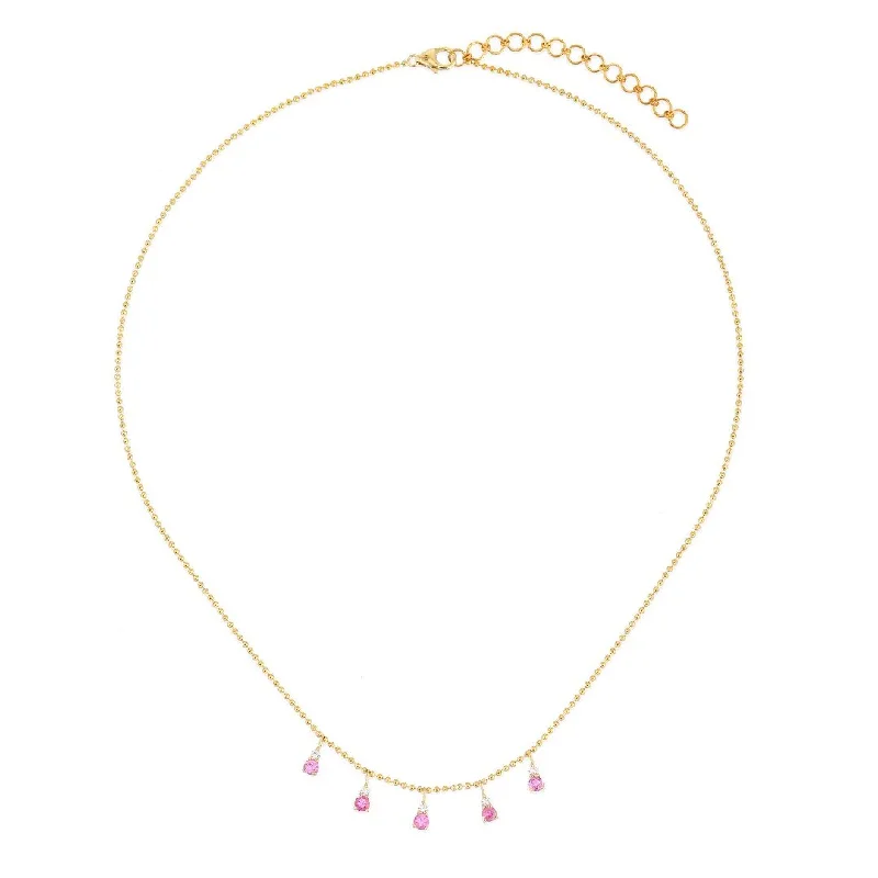 Luxury Heart Necklaces-FELICIA PINK DIAMOND DROP NECKLACE