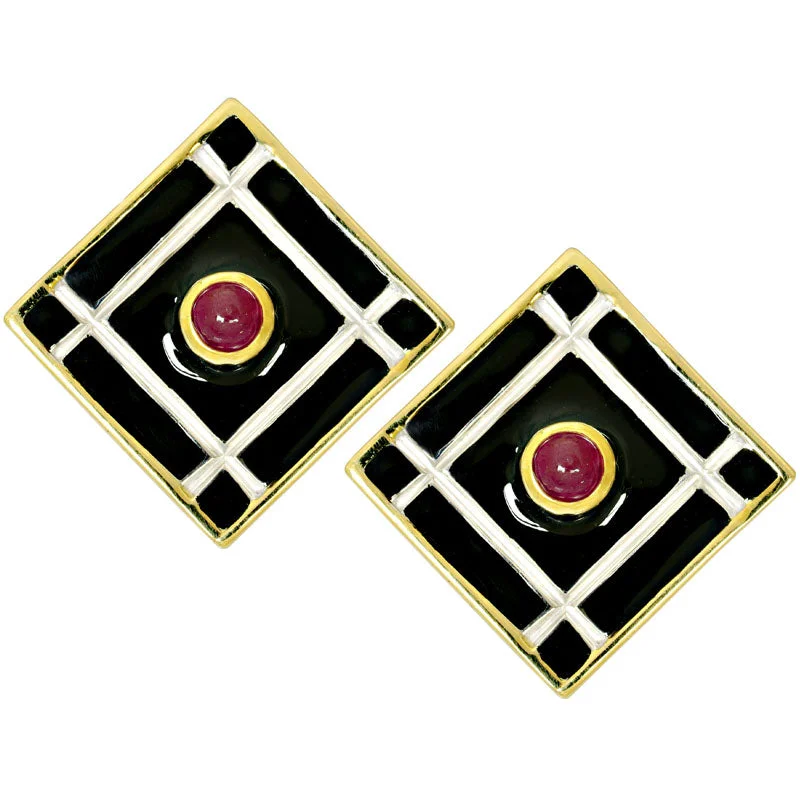 Elegant Gold Earrings-Earrings-Ruby (Enamel)