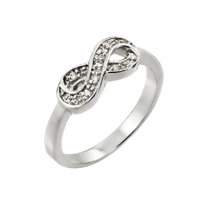 Modern Gold Rings-Silver 925 Rhodium Plated Clear CZ Mini Infinity Ring - BGR00769