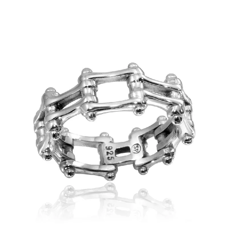 Beautiful Custom Rings-High Polished 925 Sterling Silver Biker Chain Ring - CR00794