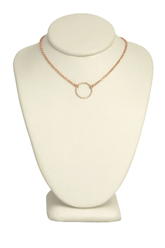 Handcrafted Gemstone Pendant Necklaces-Rose Gold Tiny Circle Necklace