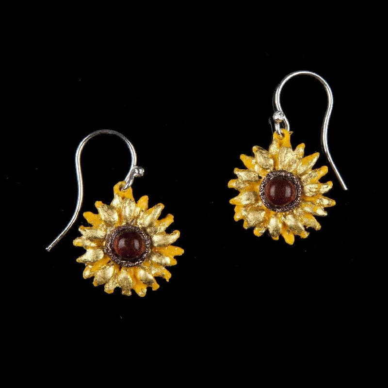 Rose Gold Earrings-Van Gogh Sunflower Earrings - Wire