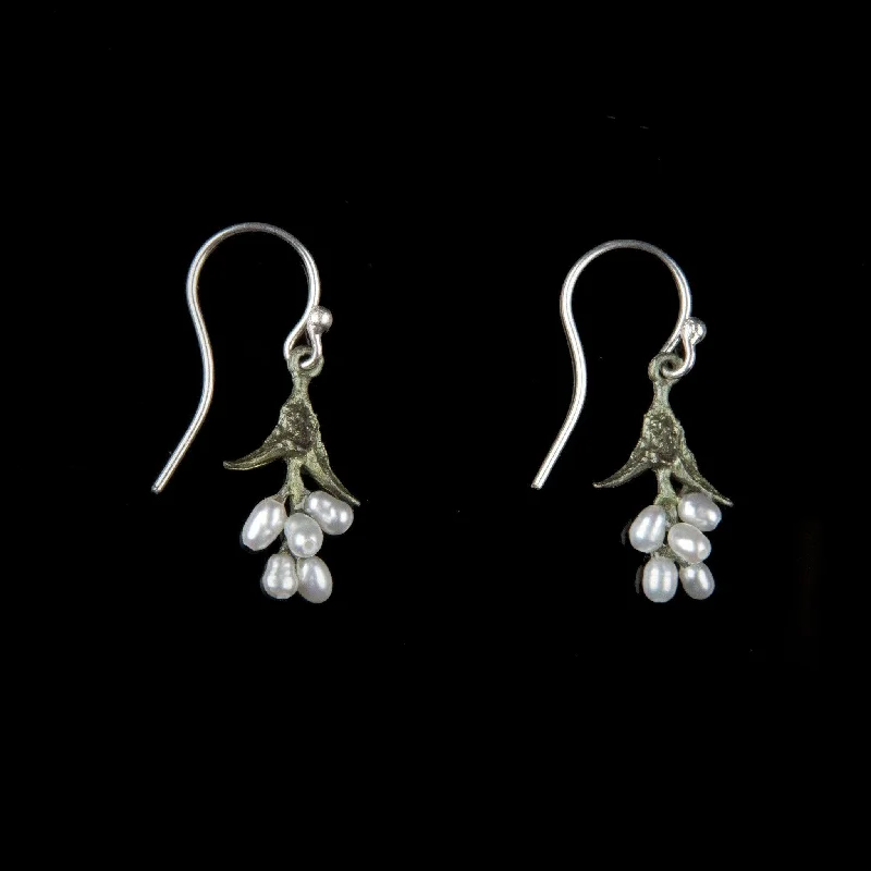 Sterling Silver Earrings-Sweet Basil Earrings - Pearl Drop