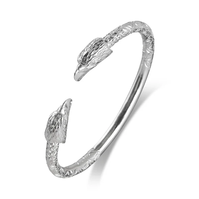 Elegant Diamond Bangles-Better Jewelry, .925 Sterling Silver Eagle Head Bangle Handmade Vintage Cuff Bracelet, 1 piece