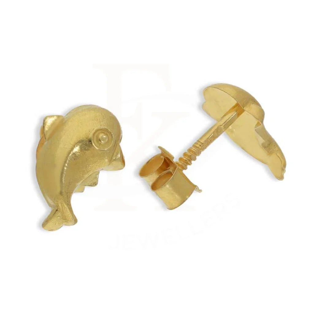 Trendy Ear Cuffs-Gold Dolphin Stud Earrings 18KT - FKJERN18K3084