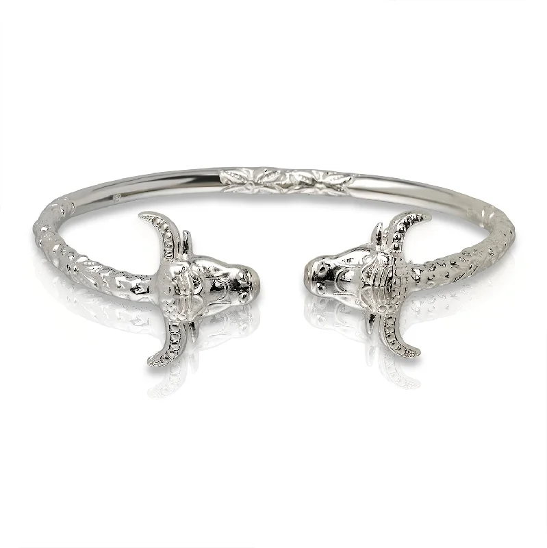 Custom Bangle Bracelets-Better Jewelry Bull End .925 Sterling Silver West Indian Bangle, 1 piece