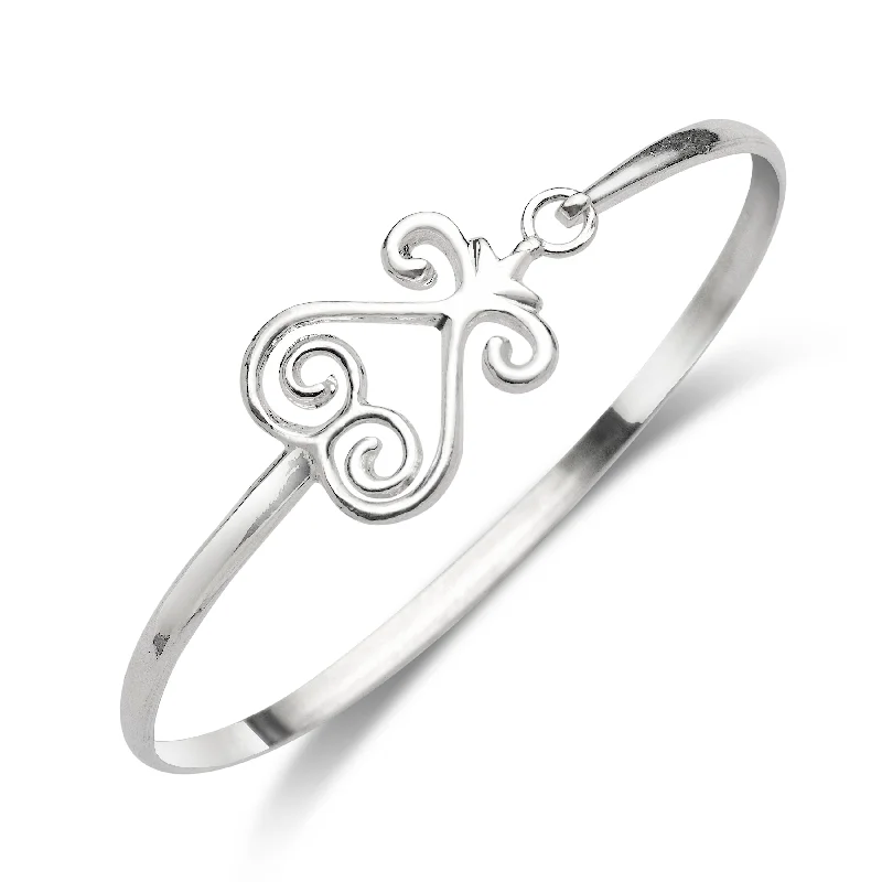 Wedding Bangles for Women-Sankofa Symbol .925 Sterling Silver Hook Bangle, 1 piece