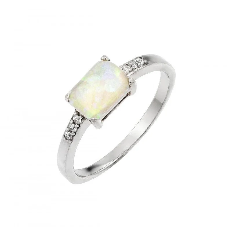 Men’s Wedding Bands in Gold-Silver 925 Rhodium Plated Clear CZ Baguette Opal Ring - STR00993