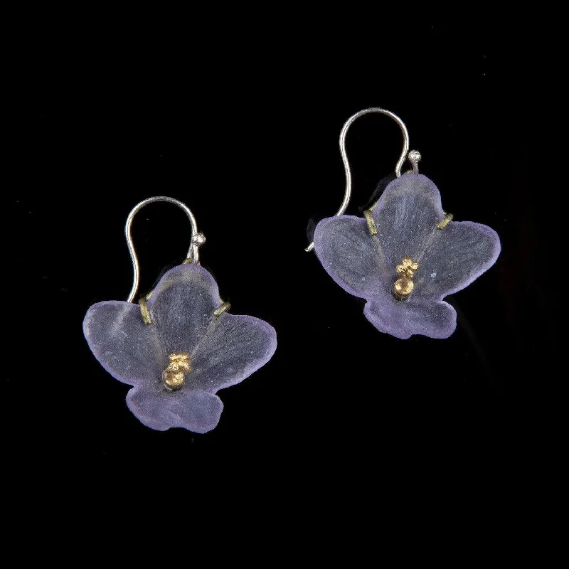 Pearl Drop Earrings-African Violet Earring - Wire