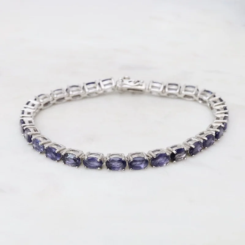 Elegant Link Bracelets for Women-Oval Iolite Tennis Bracelet