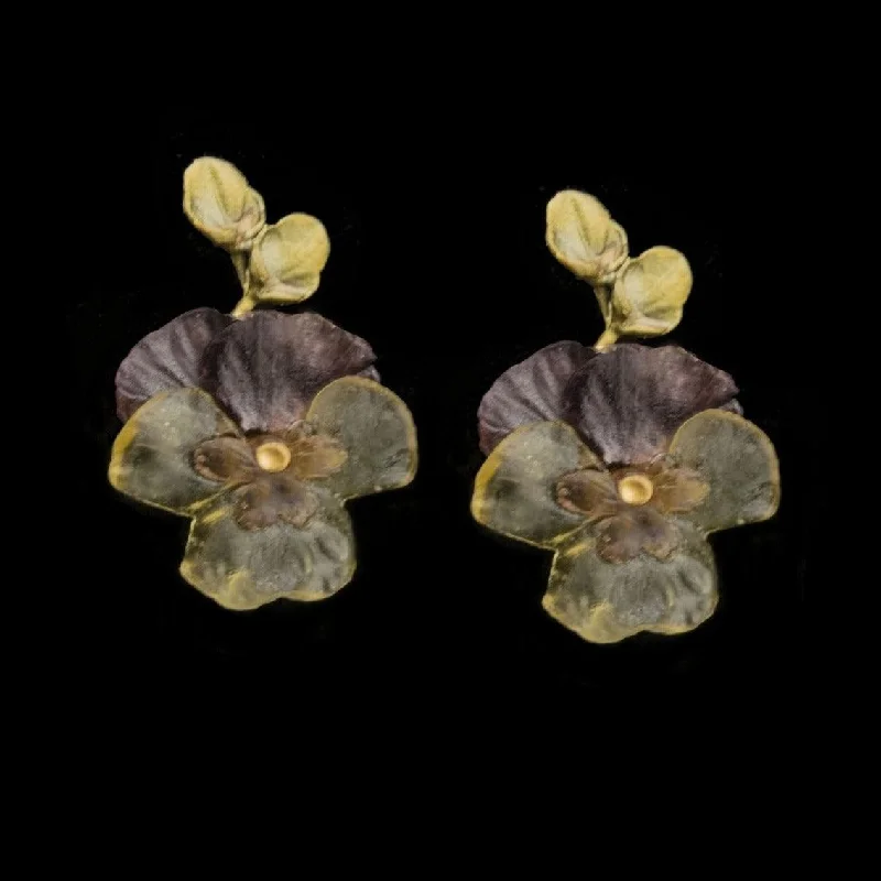 Simple Earrings for Everyday-Pansies Earrings - Large Post