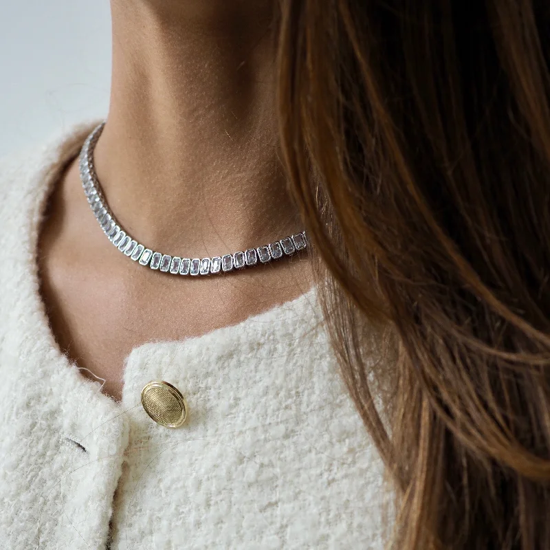 Long Crystal Necklaces-ZOE BAGUETTE STATEMENT NECKLACE