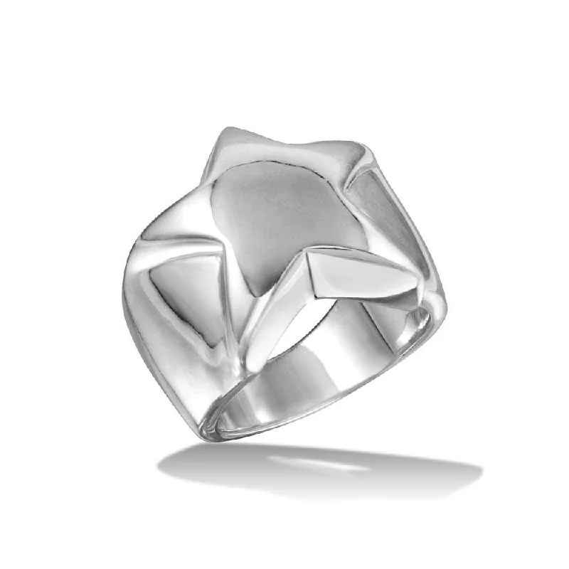 Classic Gemstone Rings-High Polished 925 Sterling Silver Star Ring - CR00721