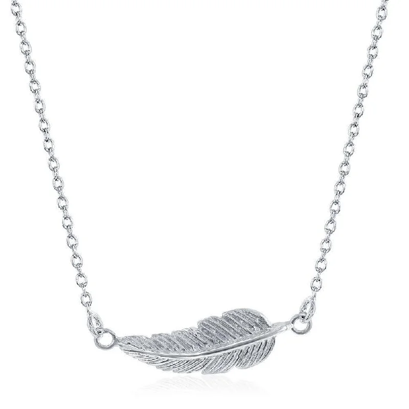 Customizable Chain Necklaces-Sterling Silver Leaf Design Necklace