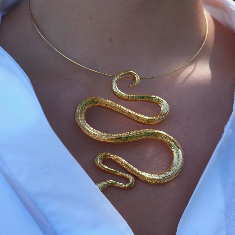 Chunky Statement Necklaces-JAYMEE SNAKE STATEMENT NECKLACE